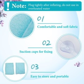 Jetec 2 Pcs White Inflatable Bath Pillow with Suction Cup Bathtub Spa Pillow Neck Support Supplies Shell-Shaped Soft Inflatable Cushion Large Small Size Fits All Tub Pool Bath and Bathroom (Blue)