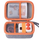 co2CREA Hard Case Compatible with Yoto Mini 2024 Edition Kids Audio Music Player Children Speaker Plays Audiobook Cards Radio and Card Case Hold up to Yoto 36 Cards, Grey Case + Orange Zipper