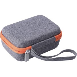 co2CREA Hard Case Compatible with Yoto Mini 2024 Edition Kids Audio Music Player Children Speaker Plays Audiobook Cards Radio and Card Case Hold up to Yoto 36 Cards, Grey Case + Orange Zipper