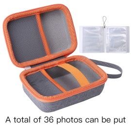 co2CREA Hard Case Compatible with Yoto Mini 2024 Edition Kids Audio Music Player Children Speaker Plays Audiobook Cards Radio and Card Case Hold up to Yoto 36 Cards, Grey Case + Orange Zipper