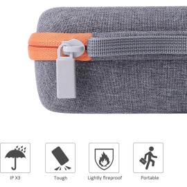 co2CREA Hard Case Compatible with Yoto Mini 2024 Edition Kids Audio Music Player Children Speaker Plays Audiobook Cards Radio and Card Case Hold up to Yoto 36 Cards, Grey Case + Orange Zipper