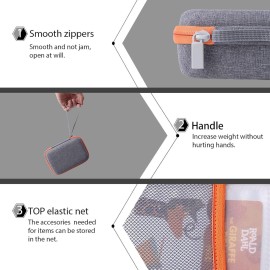 co2CREA Hard Case Compatible with Yoto Mini 2024 Edition Kids Audio Music Player Children Speaker Plays Audiobook Cards Radio and Card Case Hold up to Yoto 36 Cards, Grey Case + Orange Zipper