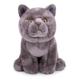 ZHONGXIN MADE British Short Cat Stuffed Animal - 11 inch Plush Toy Grey Cat, Soft Toy Cat for Kids (British Shorthair Cat 2)