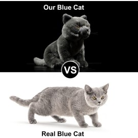 ZHONGXIN MADE British Short Cat Stuffed Animal - 11 inch Plush Toy Grey Cat, Soft Toy Cat for Kids (British Shorthair Cat 2)