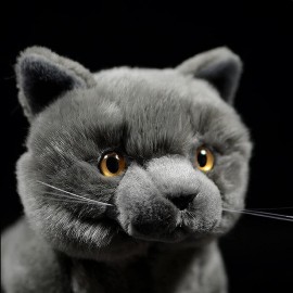 ZHONGXIN MADE British Short Cat Stuffed Animal - 11 inch Plush Toy Grey Cat, Soft Toy Cat for Kids (British Shorthair Cat 2)