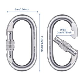 Heavy Duty Carabiner Clip Climbing Carabiner(25kn=5600lbs),Hook with Screwgate Multipurpose for Climbing, Rigging, Ropes, Hammocks (O Shape, 2pack)