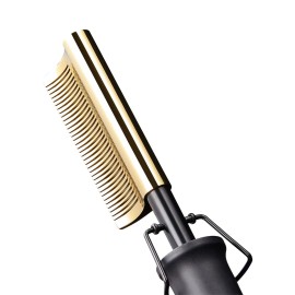 Red by Kiss Hot Comb Hair Straightener 450 Degrees, Curved Electric Heating Comb, Pressing Comb Brush for Straightening Hair and Beard, Curling Iron for Natural Black Hair