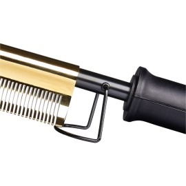 Red by Kiss Hot Comb Hair Straightener 450 Degrees, Curved Electric Heating Comb, Pressing Comb Brush for Straightening Hair and Beard, Curling Iron for Natural Black Hair