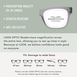 LOOK OPTIC Cosmo Reader - Stylish, Unisex, High Optical Quality Readers - Comfortable, Scratch Resistant Reading Glasses 3.00, Grey LOOK OPTIC Cosmo Reader - Stylish, Unisex, High Optical Quality Readers - Comfortable, Scratch Resistant Reading Glasses 3.00, Grey
