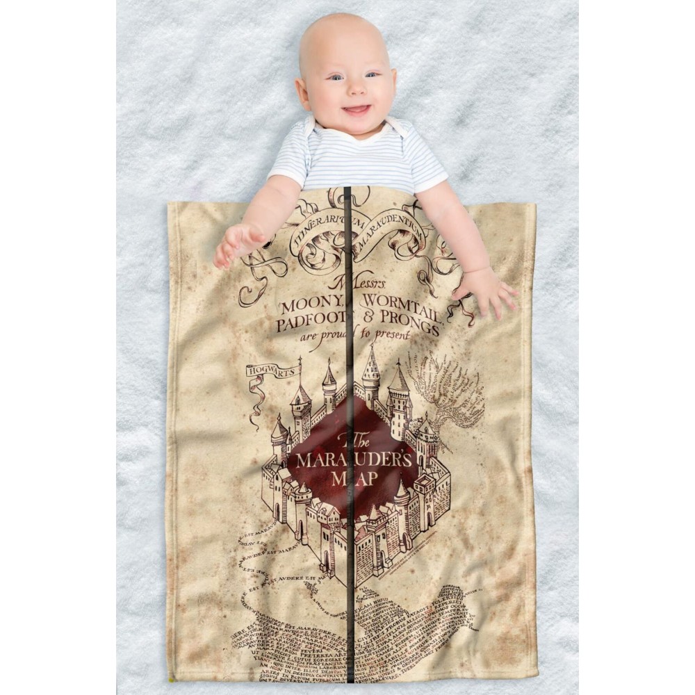 Harry Potter Lightweight Baby Blanket, 30X40, Folded Map Unisex for Infants Girls & Boys
