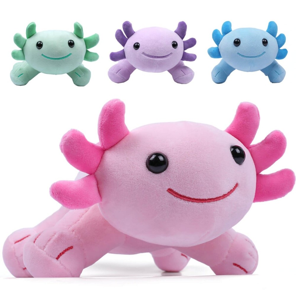 DYBFONO Axolotl Plush Toy, 10.8 Soft Cute Axolotl Stuffed Cotton Plush Pillow Kawaii Salamander Animal for Boys Girls Kids Gift (Pink)