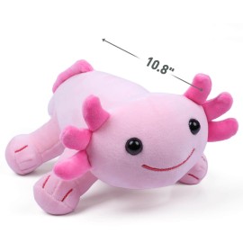 DYBFONO Axolotl Plush Toy, 10.8 Soft Cute Axolotl Stuffed Cotton Plush Pillow Kawaii Salamander Animal for Boys Girls Kids Gift (Pink)