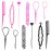 TCOTBE 2 Sets Topsy Tail Hair Accessories - DIY Braiding Tool Kit for Girls and Women, Updos, Ponytails, and French Braids