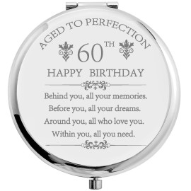 COFOZA 1963 60th Birthday Gifts for Woman Mom Aunt Wife Stainless Steel Compact Pocket Travel Makeup Mirror Inspiration Present Behind You All Your Memories (Silver)