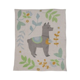 Creative Co-Op Recycled Cotton Blend Llama Baby Blanket, Multicolor