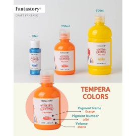 Fantastory Tempera Paint for Kids 8 Colors (8.4 oz Each) Washable, Non-Toxic for Poster and Sponge Painting, Finger and Hand Paint Bottles Gifts
