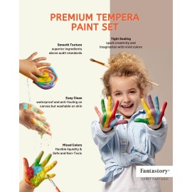 Fantastory Tempera Paint for Kids 8 Colors (8.4 oz Each) Washable, Non-Toxic for Poster and Sponge Painting, Finger and Hand Paint Bottles Gifts