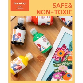 Fantastory Tempera Paint for Kids 8 Colors (8.4 oz Each) Washable, Non-Toxic for Poster and Sponge Painting, Finger and Hand Paint Bottles Gifts
