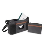 WONDERFOLD Parent Console Stroller Organizer with 2 Insulated Cup Holders, Hook and Loop Closure Handle Attachment, 2 Storage Pockets, and Removable Shoulder Strap for Easy Transport, Volcanic Black