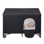 crayfomo Crib Blackout Cover for Pack N Play, Stretchy Blackout Tent, Breathable Portable Travel Crib Shades, Baby Crib Canopy Cover for Indoor & Outdoor (Black)