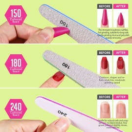 Teenitor 12pcs Nail Files and Buffers, Nail File Nail Buffer Block for Women, Emery Boards for Nails Nail Buffer and Shine Kit, Fingernail Files 100/180 Grit Nail Files for Natural Nails