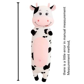 TEFU Lovely Creative Milk Cow Plush Pillow Toys Soft Stuffed Cartoon Animal Cattle Doll Bedroom Sleeping Pillow Cushion,Gifts for Friends Kids (70cm/27.5in)