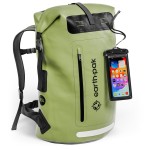 Earth Pak Waterproof Backpack - Heavy Duty Hiking Backpack - Roll-Top Closure Bag - Cushioned Dry Bag Waterproof Phone Case