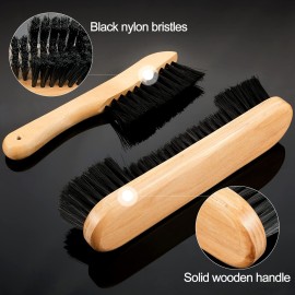 Skyley 19 Pcs Billiards Pool Table Rail Brush Cleaning Kit Pool Table Brush Set with Cue Chalk Cubes Cloth Slip on Cue Tip for Wooden Kit of Billiard Accessories(Wood Color)