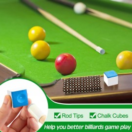 Skyley 19 Pcs Billiards Pool Table Rail Brush Cleaning Kit Pool Table Brush Set with Cue Chalk Cubes Cloth Slip on Cue Tip for Wooden Kit of Billiard Accessories(Wood Color)