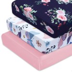 AMROSE 3 Pack Heavenly Soft Crib Sheets for Baby Girls, 28\'\' X 52\'\' Fitted Sheets for Crib and Toddler Mattress Pad, Silk Touch Gentle Breathable Microfiber, Floral & Butterfly