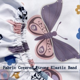 AMROSE 3 Pack Heavenly Soft Crib Sheets for Baby Girls, 28\'\' X 52\'\' Fitted Sheets for Crib and Toddler Mattress Pad, Silk Touch Gentle Breathable Microfiber, Floral & Butterfly