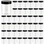 JEUIHAU 46 Pack 8 OZ Plastic Jars with Lids, Clear Empty Slime Storage Containers with Screw On Lids, Plastic Cosmetic Containers for Slime Making, Food, Beauty Products, BPA Free