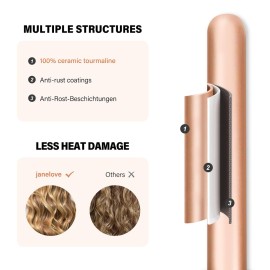 janelove 5 in 1 Wand Curling Iron Set, Ceramic Hair Curling Iron(0.35-1.25), Hair Curler for All Hairstyle, with Adjustable Temperature Dual Voltage, Instant Heat up, with Glove & 2 Clips(Gold)