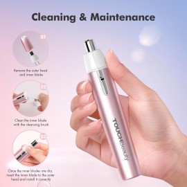 TOUCHBeauty Battery Powered Ear and Nose Hair Trimmer for Women, Portable Battery Powered Trimmer, Mini Painless Design for Sensitive Skin, Easy Clean & Travel Friendly