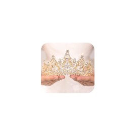 Wekicici Gold Crowns Wedding Crowns Tiaras Queen Princess Crystal Headbands for Women Costumes Hair Accessories for Wedding and Party(Gold)