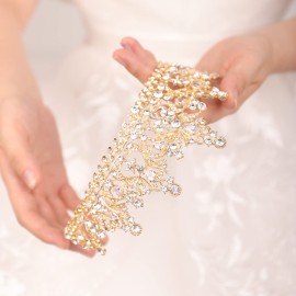Wekicici Gold Crowns Wedding Crowns Tiaras Queen Princess Crystal Headbands for Women Costumes Hair Accessories for Wedding and Party(Gold)