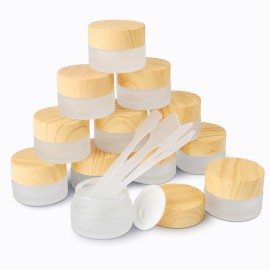 12 Pack Frosted Glass Jar Cosmetic Cream Jar Sample Jars Empty Travel Makeup Container For Cream Lotion Lip Balm Eyeshadow (5g)