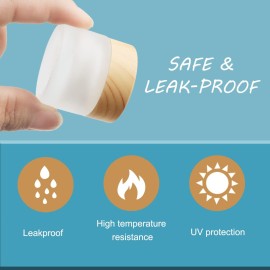 12 Pack Frosted Glass Jar Cosmetic Cream Jar Sample Jars Empty Travel Makeup Container For Cream Lotion Lip Balm Eyeshadow (5g)