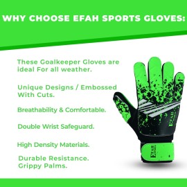 EFAH SPORTS Soccer Goalkeeper Gloves for Kids Boys Children Youth Football Goalie Gloves with Super Grip Protection Palms (Size 8 Suitable for Size M-L Adult, Green) EFAH SPORTS Soccer Goalkeeper Gloves for Kids Boys Children Youth Football Goalie Gloves with Super Grip Protection Palms (Size 8 Suitable for Size M-L Adult, Green)