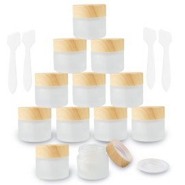 12 Pack Frosted Glass Jar Cosmetic Cream Jar Sample Jars Empty Travel Makeup Container For Cream Lotion Lip Balm Eyeshadow (10g)