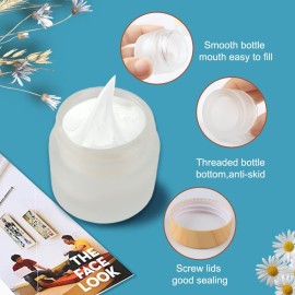 12 Pack Frosted Glass Jar Cosmetic Cream Jar Sample Jars Empty Travel Makeup Container For Cream Lotion Lip Balm Eyeshadow (10g)