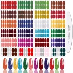 JERCLITY 24 Sheets Glitter Solid Color Nail Polish Strips Stickers with Nail File Self-Adhesive Nail Strips Stick On Nail Stickers Full Nail Wraps for Women Girls