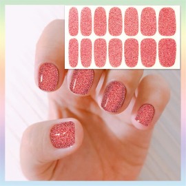JERCLITY 24 Sheets Glitter Solid Color Nail Polish Strips Stickers with Nail File Self-Adhesive Nail Strips Stick On Nail Stickers Full Nail Wraps for Women Girls