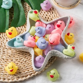 Haooryx Macaron Miniature Rubber Duckies - 60Pcs Colorful Mini Pastel Float Ducky Pool Toy Novelty Squeeze Smile Ducks Kids\' Birthday Multi-Item Party Favor Packs School Rewards Game Prizes Bath Toys