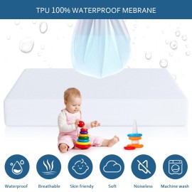 Moonsea Crib Mattress Protector Waterproof,Mattress Cover Protector, Smooth Top Mattress Protector for Kids, Breathable Skin Friendly and Noiseless Fitted Sheet,Viscose Terry Top,1 Pack