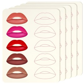 Maitys 5 Sheets Lip Tattoo Practice Skin Lip Blushing Practice Skin for Machine Supplies Makeup(Red)