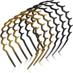 Chuangdi 6 Pieces Zigzag Headband for Thick Curly Hair Plastic Shark Tooth Comb Zig Zag Headband Plastic Wavy Teeth Hair Hoop Accessory for Women Men Lady(Black, Brown)