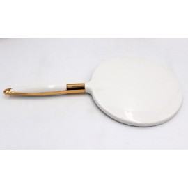 Eaoundm Round Hand Held Mirror for Makeup Hand Mirror (6.9W X 13 L inchs, White)
