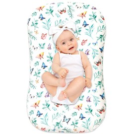 Hooyax Baby Lounger Cover for Boys and Girls, Newborn Lounger Slipcover Removable Infant Floor Seat Baby Nest Cover, Baby Padded Lounger Cover, Butterfly