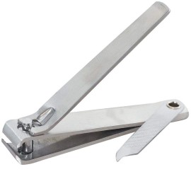 ForPro Professional Collection Flat Jaw Toe Nail Clippers, Stainless Steel, Heavy Duty Flat Edge Toenail Cutter with Built-in Nail File, 12-Count